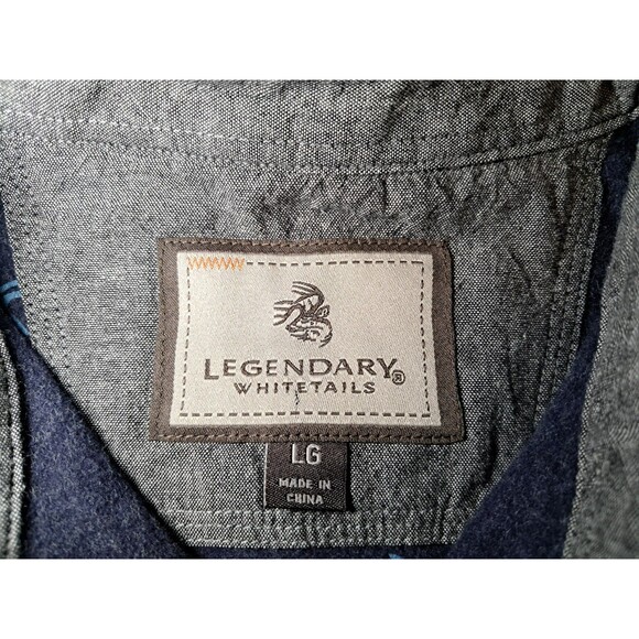 Legendary Whitetails Unisex Large Navy Blue Heavy Flannel Shirt Hunting Outdoor - Picture 4 of 10